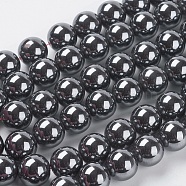Non-Magnetic Synthetic Hematite Beads, AA Grade Round Beads, Black, 12mm, Hole: 0.8mm, about 34pcs/strand(G-H1069-1)
