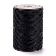 Round Waxed Polyester Thread String, Micro Macrame Cord, Twisted Cord, for Leather Sewing Stitching, Black, 0.8mm, about 54.68 Yards(50m)/Roll(YC-D004-02E-000A)