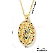 Brass Cubic Zirconia Virgin Mary Pendant Exquisite Jewelry Fashion Necklaces, Golden, Colorful, 15.75 inch(40cm)(HR1231-1)