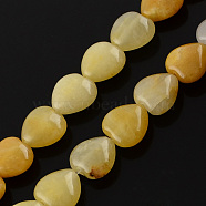 Natural Topaz Jade Bead Strands, Heart, Goldenrod, 10x10x5mm, Hole: 1mm, about 40pcs/strand, 15.3 inch(G-R190-08)