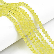 Glass Beads Strands, Faceted, Rondelle, Yellow, 6x5mm, Hole: 1mm, about 85~88pcs/strand, 16.1~16.5 inch(41~42cm)(EGLA-A034-T6mm-D29)