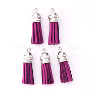Faux Suede Tassel Pendant Decorations, with CCB Plastic Cord Ends, Platinum, 33~35x10mm, Hole: 2.5mm(X-FIND-R095-016P)
