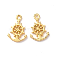 Rack Plating Alloy Pendants, Cadmium Free & Lead Free & Nickle Free, Anchor & Helm Charm, Matte Gold Color, 21x14.5x2mm, Hole: 2mm(FIND-I036-32MG)