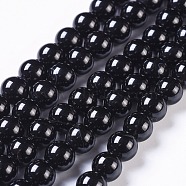 Natural Black Onyx Beads Strands, Grade AB, Round, Dyed & Heated, Black, 8mm, Hole: 1mm, about 50pcs/strand, 15 inch(G-H1567-8MM)