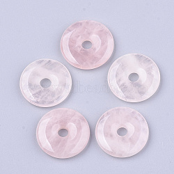 Natural Rose Quartz Pendants, Donut/Pi Disc, Donut Width: 7.3~7.5mm, 20x3~5mm, Hole: 5~5.5mm(G-S349-22A-01)