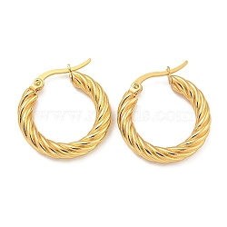 304 Stainless Steel Hoop Earring, Hypoallergenic Earrings, Twisted Ring Shape, Golden, 17.5x4mm, Pin: 1x0.7mm(EJEW-F257-20G-03)