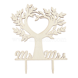 Cake Toppers Wooden Bird Tree Cake Topper for Rustic Wedding Anniversary Party Cake Decoration Supplies, BurlyWood, 16x12.5x0.35cm(WOOD-WH0015-31)