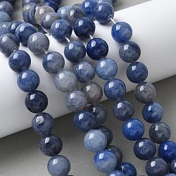 Natural Blue Aventurine(Dyed and Heated) Beads Strands, Round, 10mm, Hole: 0.7mm, about 37pcs/strand, 15.16''(38.5cm)(G-U015-10MM-01)