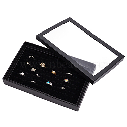 Paper Jewelry Presentation Boxes, with Window, for Jewelry Organizer Storage Case, Rectangle, Black, 28.5x18.3x3.95cm(CON-WH0087-60A)