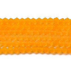 Imitate Austrian Crystal Frosted Glass Beads Strands, Grade AA, Faceted, Bicone, Orange, 3.5~3.8x3mm, Hole: 0.8mm, about 113~115pcs/strand, 14.17~14.37 inch(36~36.5cm)(EGLA-A039-T3mm-MD23)