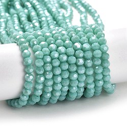 Opaque Glass Beads Strands, Faceted, Round, Medium Aquamarine, 4mm, Hole: 0.7mm, about 88~95pcs/strand, 12.99~14.06 inch(33~35.7cm)(EGLA-A035-P4mm-A14)