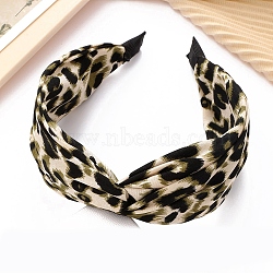 Cloth Hair Bands, Hair Bands for Women Girls, Leopard Print Pattern, White, 160x130x30mm(PW-WG664E7-01)