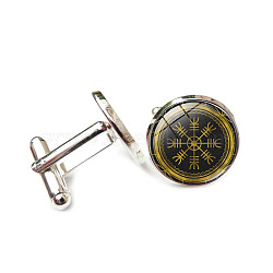 Alloy Enamel Compass Cufflinks, Men's Fashion French Shirt Button, Cufflinks Sleeve Nails Accessories, Dark Khaki, 16mm(PW-WG42FEF-07)