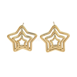 304 Stainless Steel Stud Earrings for Woman, Five-Pointed Star, Golden, 16.5x18mm(EJEW-V003-02G-01)