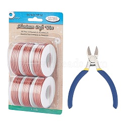 BENECREAT Round Aluminum Wire, with Iron Side Cutting Pliers, Dark Salmon, 12 Gauge, 2mm, 5.8m/roll, 6 rolls(AW-BC0003-32B-2.0mm)