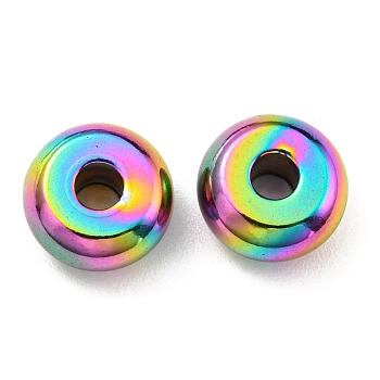 201 Stainless Steel Beads, Rondelle, Rainbow Color, 9.5x5mm, Hole: 3mm
