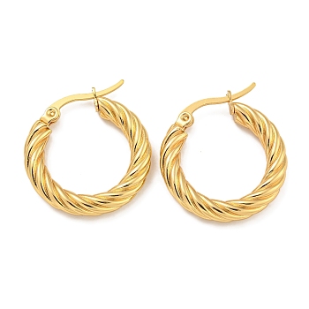 304 Stainless Steel Hoop Earring, Hypoallergenic Earrings, Twisted Ring Shape, Golden, 17.5x4mm, Pin: 1x0.7mm