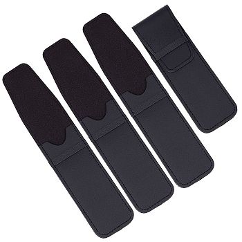 Gorgecraft 4Pcs Portable Imitation Leather Razor Holder Cases, Shaving Accessories, Rectangle, Black, 175x54x8mm