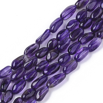 Natural Amethyst Beads Strands, Tumbled Stone, Rice, 6~10x4~5x3~4mm, Hole: 0.6mm, about 49~56pcs/strand, 15.75 inch(40cm)