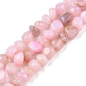 Natural Agate Beads Strands, Nuggets, Tumbled Stone, Pink, 6.5~11.5x10~13.5x8~10.5mm, Hole: 1.2mm, about 36~40pcs/strand, 14.29~14.65 inch(36.3~37.2cm).