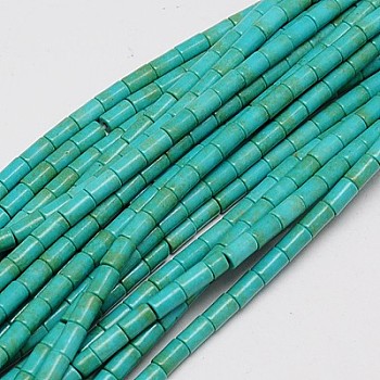Synthetic Turquoise Beads Strands, Dyed, Column, Light Sea Green, 6x4mm, Hole: 1mm, about 64pcs/strand, 15.5 inch