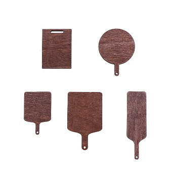 5Pcs Wood Cutting Board Mini Model, Micro Landscape Dollhouse Accessories, Pretending Prop Decorations, Coconut Brown, 22~35x15~25mm