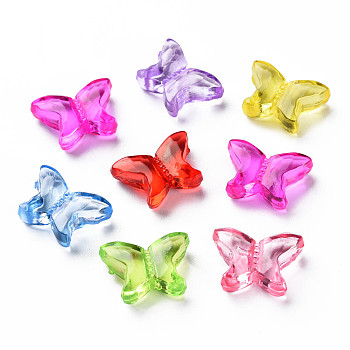 Transparent Acrylic Beads, Butterfly, Mixed Color, 11x15x5mm, Hole: 2mm, about 1010pcs/500g