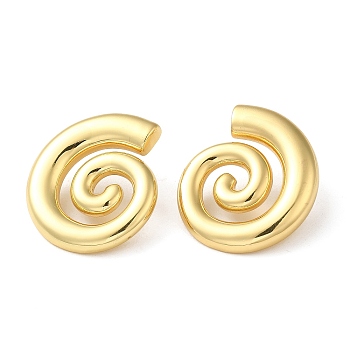 Rack Plating Brass Vortex Stud Earrings for Women, Lead Free & Cadmium Free, Long-Lasting Plated, Real 18K Gold Plated, 27.5x24mm