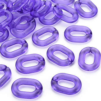 Transparent Acrylic Linking Rings, Quick Link Connectors, for Cable Chains Making, Oval, Blue Violet, 24x18x5mm, Inner Diameter: 13x7mm, about 403pcs/500g