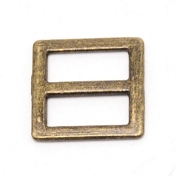 Alloy Slide Buckles, Square, Antique Bronze, 12x12x1mm