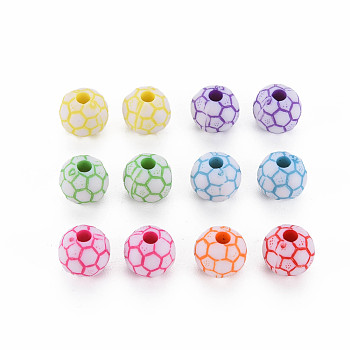 Craft Style Opaque Acrylic Beads, Football, Mixed Color, 8x7.5mm, Hole: 2mm, about 1900pcs/500g