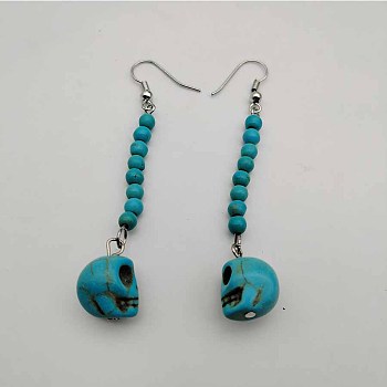 Bohemian Tassel Synthetic Turquoise & Alloy Dangle Earrings for Women