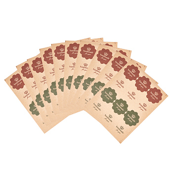 Sealing Stickers, Label Paster Picture Stickers, Flower with Word Hand Made for You, Colorful, 30mm, 12pcs/sheet