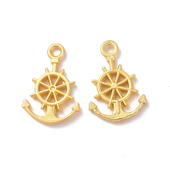 Rack Plating Alloy Pendants, Cadmium Free & Lead Free & Nickle Free, Anchor & Helm Charm, Matte Gold Color, 21x14.5x2mm, Hole: 2mm