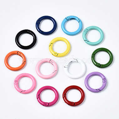 Spray Painted Eco-Friendly Alloy Spring Gate Rings(X-PALLOY-T080-01-NR)-2
