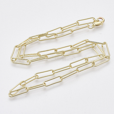 Brass Round Oval Paperclip Chain Necklace Making(MAK-S072-05A-LG)-2