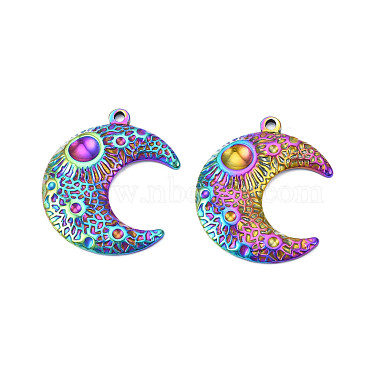 Rack Plating Rainbow Color 201 Stainless Steel Pendant Cabochon Settings(STAS-T063-192M)-2