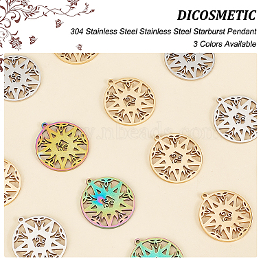 DICOSMETIC 18Pcs 3 Colors 304 Stainless Steel Pendant(STAS-DC0012-38)-4