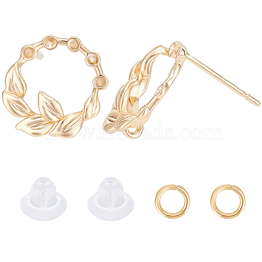 Real 18K Gold Plated Branch Brass Earring Settings