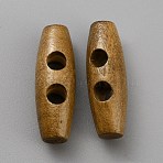 Natural Wood Buttons, Horn Toggle Buttons, 2-Hole, for Sewing Accessories, Camel, 30x10mm, Hole: 5mm(FIND-WH0423-53A-03)