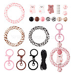 DIY Ring & Bear Silicone Beaded Keychain Making Kit, Mixed Color, 14.5~15mm(DIY-TA0009-16)
