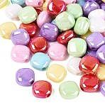 UV Plating Opaque Acrylic Beads, Iridescent, Rhombus, Mixed Color, 14x15x8mm, Hole: 2.5mm, about 526pcs/500g(OACR-Q203-04)