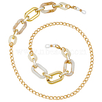 1Pc Acrylic with Alloy Oval Link Chains Neck Strap for Eyeglasses, Eyeglasses Chains with Rubber Loops Ends, Antique White, 760mm(AJEW-CN0003-60A)