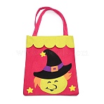 Non-woven Fabrics Halloween Candy Bag, Trick or Treat Tote, with Handles, Gift Bag Party Favors for Kids Boys Girls, Rectangle, Cerise, Witch Pattern, 41x21x0.3cm(ABAG-I003-06A)