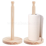 Pine Wood Paper Towel Holder, Kitchen Paper Holder, Countertop Stand up Towels Roll Stand Organizer, Blanched Almond, 122.5x244.5mm(AJEW-WH0567-48A)