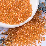 MIYUKI Round Rocailles Beads, Japanese Seed Beads, 11/0, (RR253) Transparent Orange AB, 2x1.3mm, Hole: 0.8mm, about 50000pcs/pound(SEED-G007-RR0253)