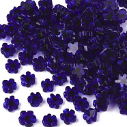 Glass Beads, Flower, Blue, 5~7x5~7x2~3mm, Hole: 1mm(GLAA-T019-17-A01)