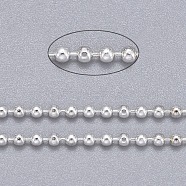 Brass Ball Chains, Faceted, Long-Lasting Plated, Soldered, with Spool, Cadmium Free & Lead Free, Silver, 1.5mm, about 32.8 Feet(10m)/roll(X-CHC013Y-S)