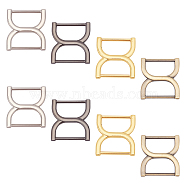 8Pcs 4 Colors Zinc Alloy Bag Connector Anchor Buckles, Double D-shaped with Iron Screws, for Bag Strap Hanger, Mixed Color, 36.7x34x4.3mm, 2pcs/color(FIND-WR0004-07)