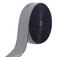 Elite 9.6~10 Yards Polyester Twill Tape Ribbon, Herringbone Ribbon, Garment Accessories, White, Black, 1-1/8 inch(30mm), about 9.6~10 yards/set(OCOR-PH0001-91B)